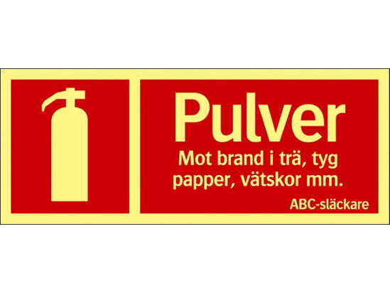 Skylt 82-2666 250X100 MM Brandskylt Brand pulver