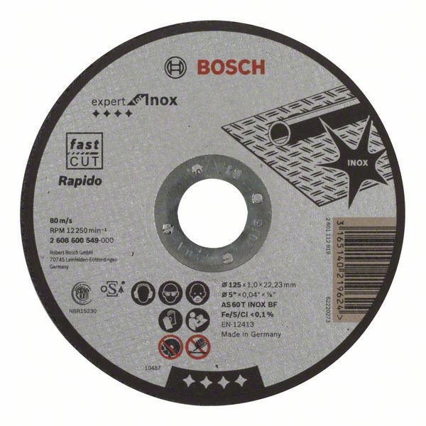 Bosch Kapskiva RAPIDO INOX 125x1x22,2mm för Rostfritt - med