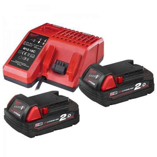 Milwaukee M18 NRG-202 Batteri-/Laddarpaket (2x2,0ah + Laddare)