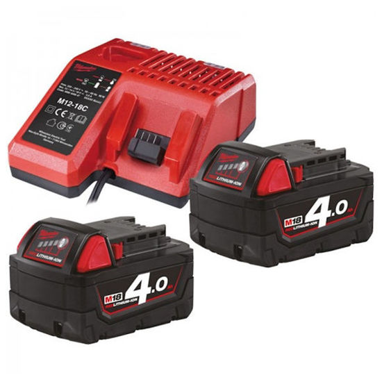 Milwaukee M18 NRG-402 Batteri-/Laddarpaket (2x4,0ah + Laddare)