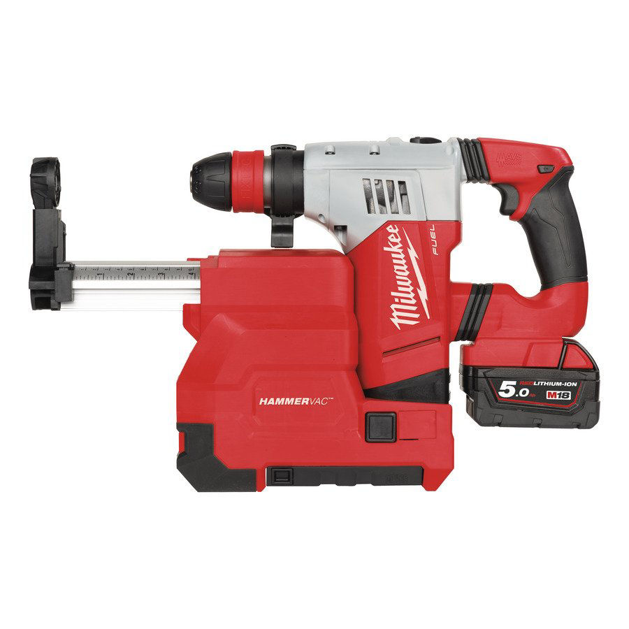 Milwaukee M18 CHPXDE-502C Batteriborrhammare SDS+  inkl dammutsug18V (2x5,0ah) - med