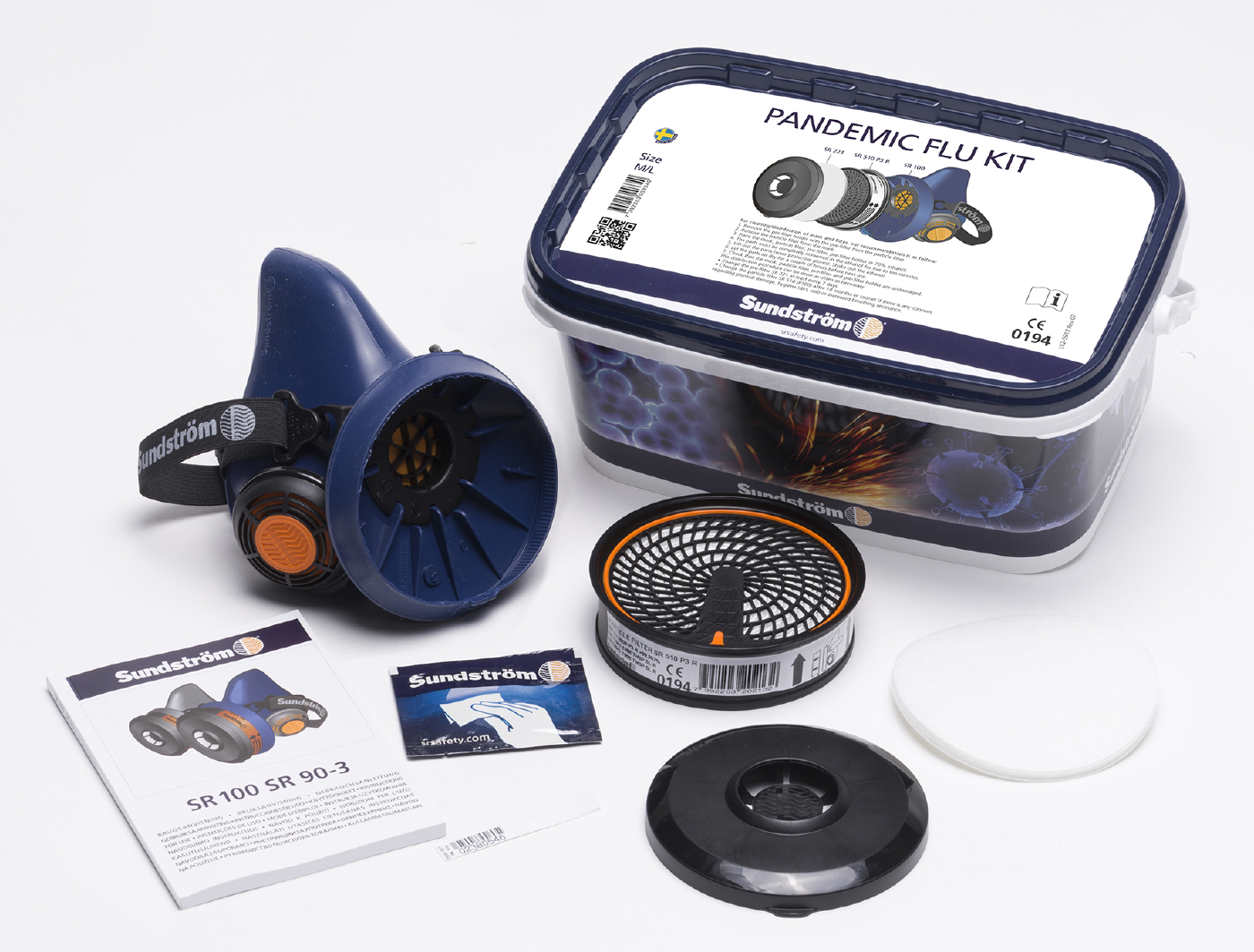Sundström Halvmask Pandemic Flu SR 100 S/M - skyddsmask