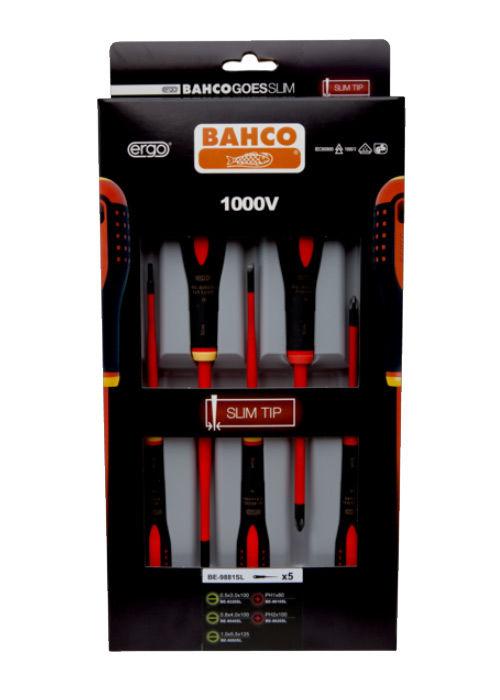 Bahco BE-9881SL Skruvmejselsats 5-delar 1000V - skruvmejslar