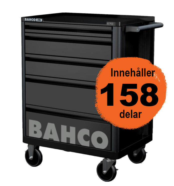 Bahco 1472K5BLACK Verktygsvagn inkl. 158 verktyg - basic