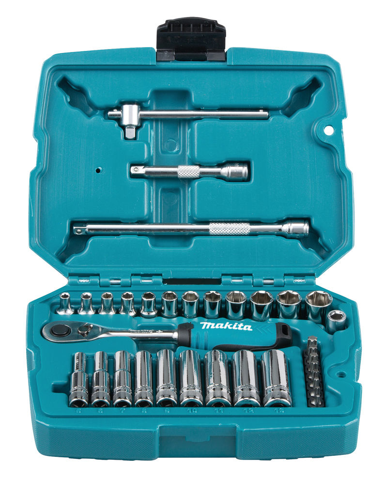 Makita B-65567 Hylsnyckelsats 1/4" 34-delar bits,  korta & långa hylsor - mm