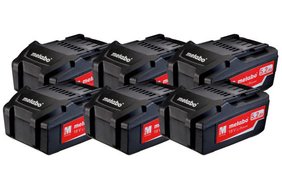 Metabo sats 6 x li-power-batteripaket 18 V/5,2 AH är försedd med Ultra-M-teknologi vilket innebär intelligent batteristyrning för långlivade batteripaket med tre års garanti.