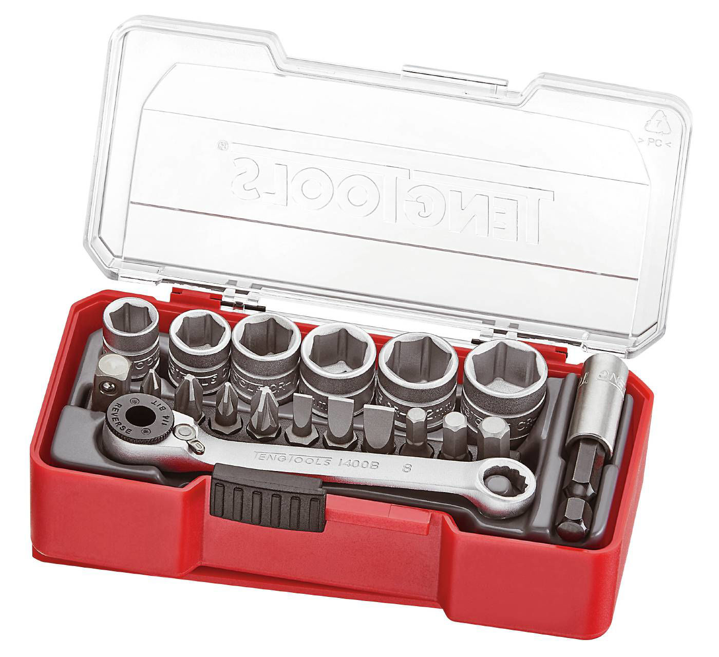 Teng Tools hylsnyckelsats TJ1419 med 1/4? fyrkantsfäste (19 delar) - mm