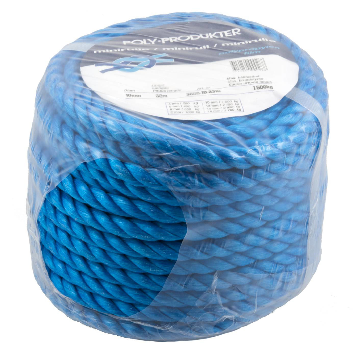 Poly Polypropylentågvirke 3-slaget Blå 10mmx30m - pp
