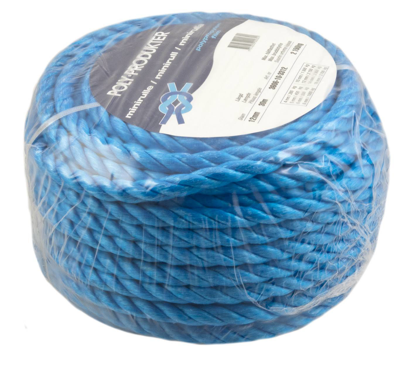 Poly Polypropylentågvirke 3-slaget Blå 12mmx30m - pp
