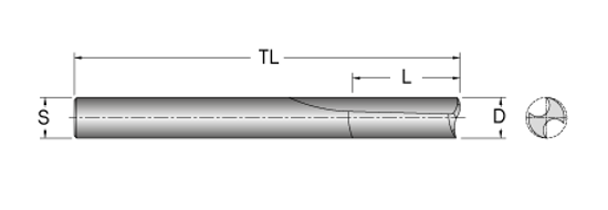 Cobolt Notfräs D=4 L=16 TL=64 S=6