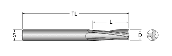 Cobolt Spiralfräs D=8 L=25 TL=76 S=8