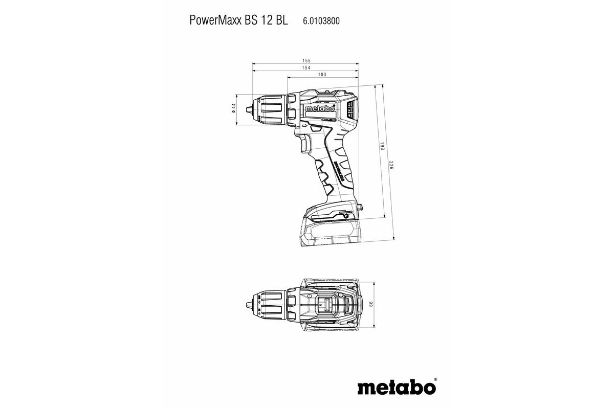 Metabo Borrskruvdragare Powermaxx BS 12 BL 12V (utan batteri) - med
