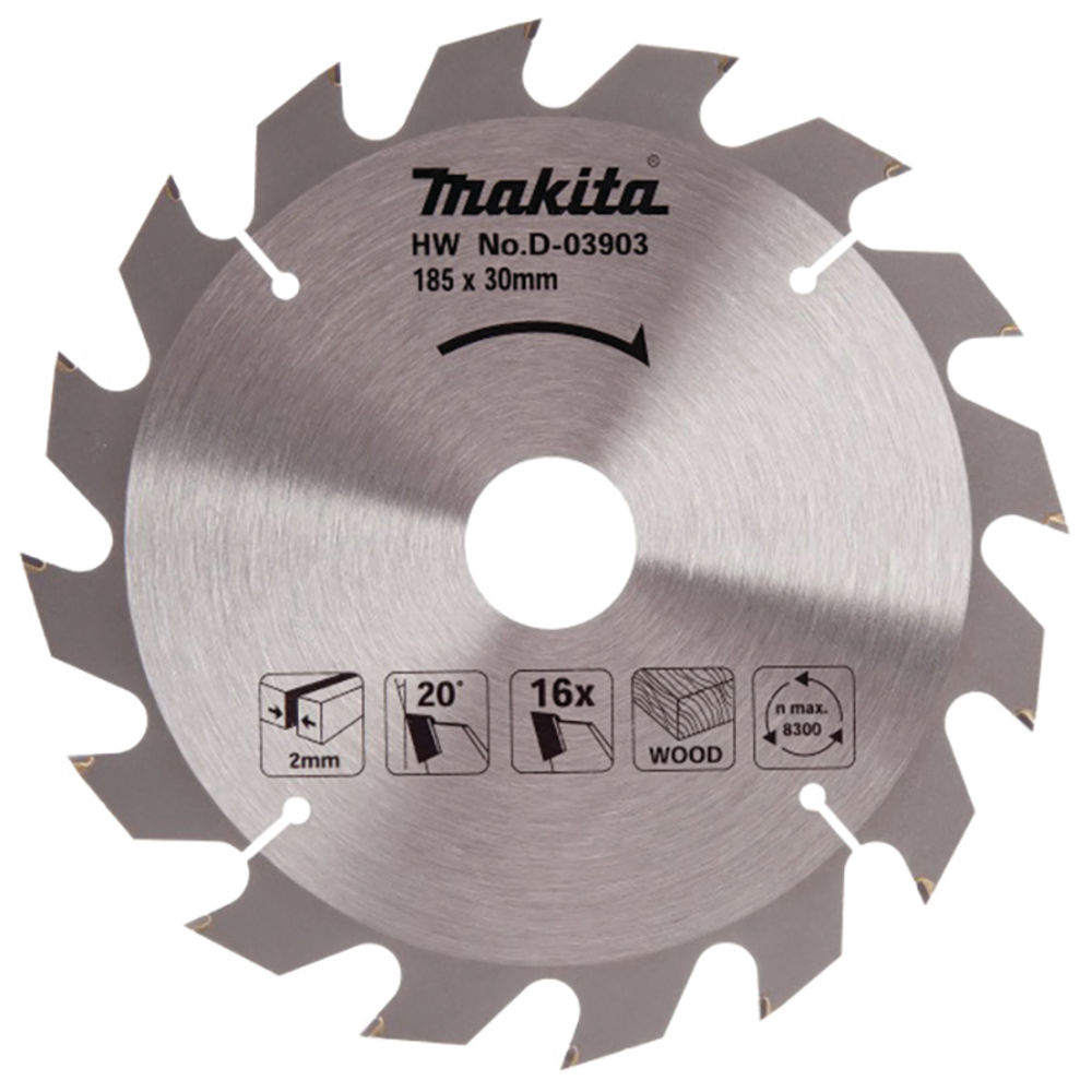 Makita D-03903 Sågklinga 185x30x2mm 16T Trä - med