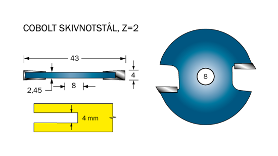 Bild på Cobolt Notskiva L=4 D=43 Z=2