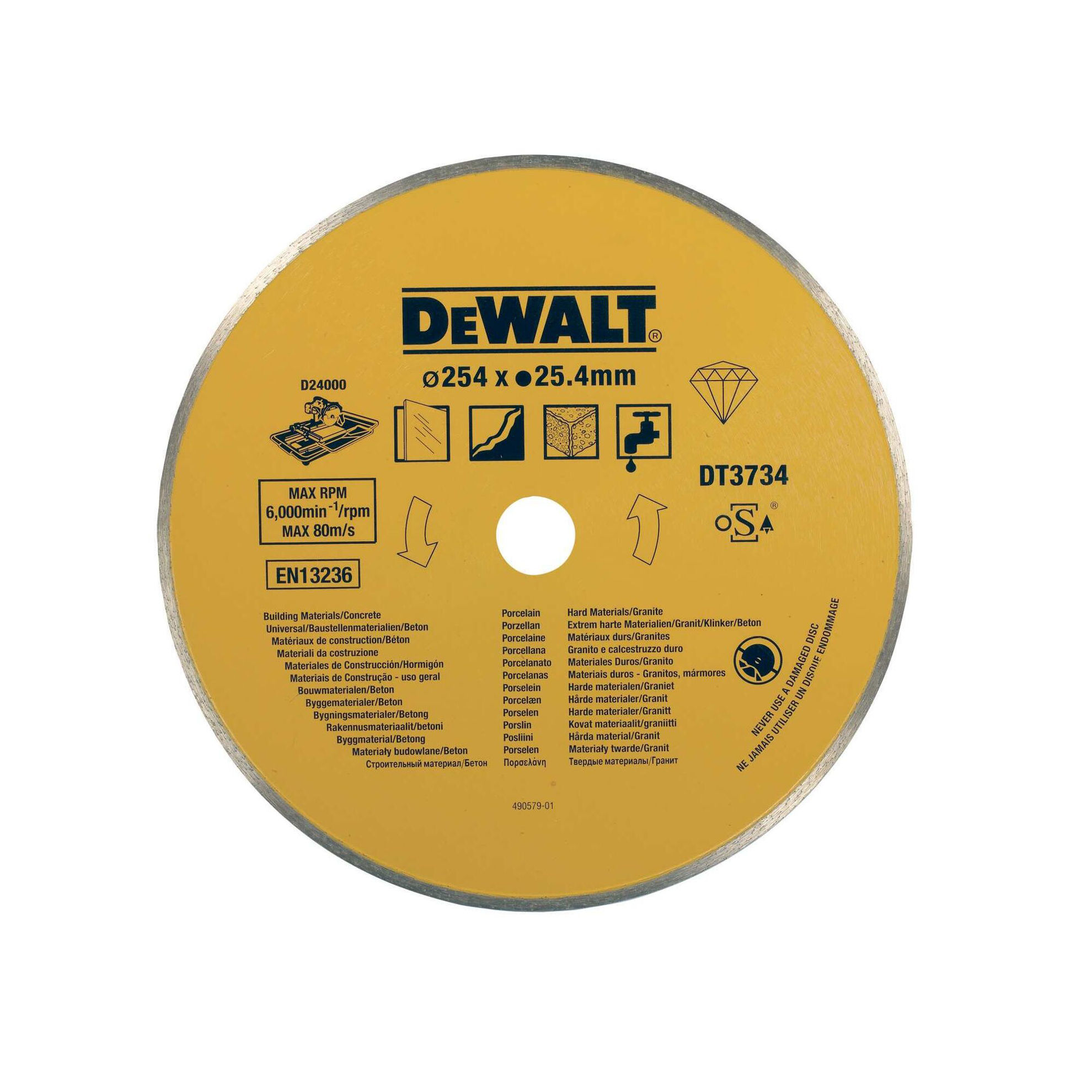 DeWalt DT3734 Kapskiva Kakelsåg för Sten/Betong 254mm - med