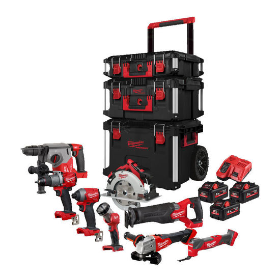Milwaukee M18 FPP8B-553P Verktygspaket FPD2 / FID2 / FSAG125X / FHX / FMT / FSZ / BLCS66 / TLED/ (3x5,5ah)