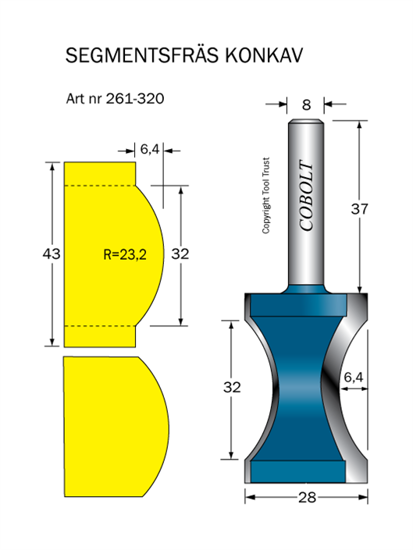 Segmentsfräs konkav 32mm