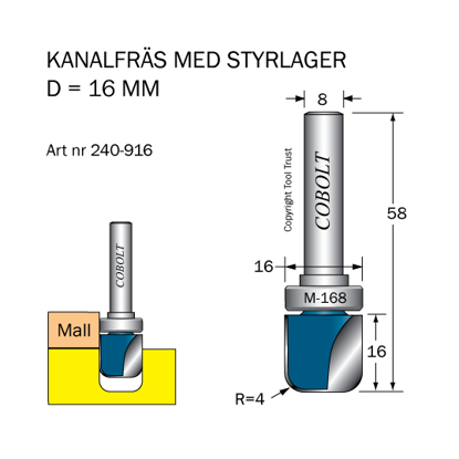 Cobolt Kanal/Skålfräs m lager M168