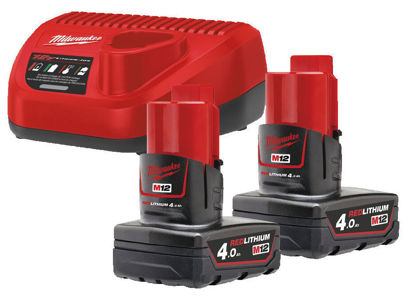 Milwaukee M12NRG-402 Batteripaket 12V (Laddare + 2x4,0ah)