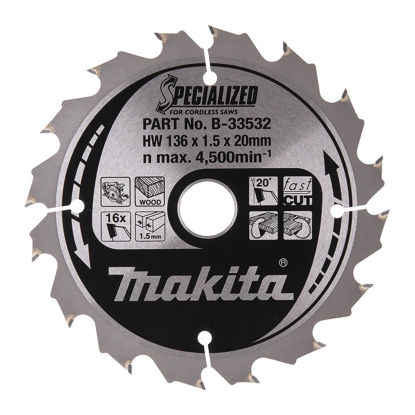 Makita B-33532 Cirkelsågsklinga 136x20mm 16T för snabba snitt i trä