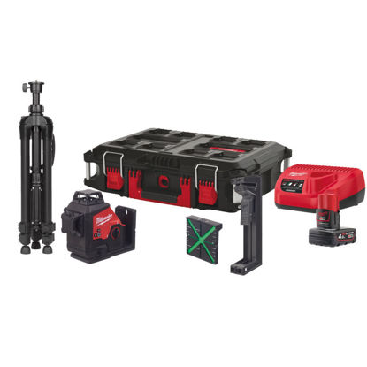 Bild på Milwaukee M12 3PLSKIT-401P Treplanslaser – Grön 360° med hög precision