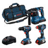 Bosch Sats med tre verktyg 18V: GSR 18V-55 + GDX 18V-200 + GBH 18V-22 + 3x4.0Ah